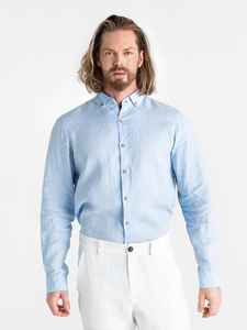 <b>Men</b> Sky Blue <b>Linen</b> Floral Breathable <b>Short</b> <b>Sleeve</b> Relaxed Fit Lightweight Summer Button Down NEVADA <b>Shirt</b> - Product Image 6