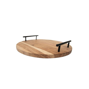 Plateau de service en bois d'acacia avec poignée en métal fait à la main Design élégant Grande vaisselle pour les fêtes Top Selling Trending Plated Servant - Product Image 2