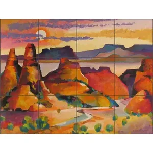 Southwest Tile Backsplash Sunset Art Mural de cerámica de Warren Cullar Wall WC157 - Product Image 1