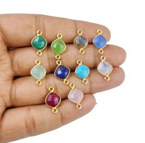 Lunette de coussin en calcédoine bleue avec connecteur en argent sterling vermeil en or collier boucles d'oreilles pendentifs à breloque pour la fabrication de fêtes - Product Image 6