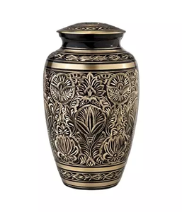 Urna de latón de alta calidad con esmalte azul impreso, urna funeraria de cenizas humanos de primera calidad, duradera - Product Image 4