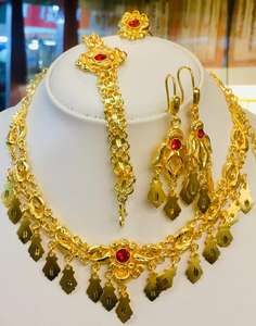 Parure de bijoux de mode de Dubaï plaquée or 24 carats, boucles d'oreilles, bracelets, peignes, broches en alliage de cuivre, cadeau unisexe vintage pour anniversaire - Product Image 4