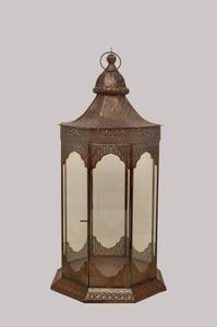 โคมไฟตกแต่งบ้านโบราณ,ของประดับตกแต่งเชิงเทียนโมเดลสวนโคมไฟโลหะตั้งพื้นกระจกกลางแจ้ง - Product Image 3