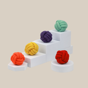 Petite Pup Rainbow Rope Ball Chew <b>Toy</b> Set for <b>Puppies</b> and Small Breed Pets - Product Image 2