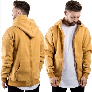 Sweat à capuche surdimensionné 100% coton avec fermeture éclair pour hommes, décontracté, fitness, doublé avec logo, épaule tombante et col à capuche pour l'hiver - Product Image 3