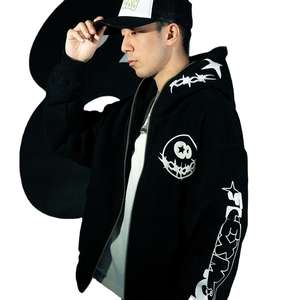 Sudadera con Capucha Personalizada para Hombre, 100% Algodón, Invierno, Cierre Completo con Cremallera, Forro Polar, con Impresión Digital - Product Image 3