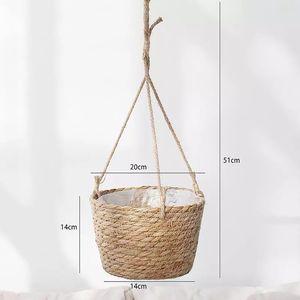 Venta al por mayor de plantas de ratán natural Cesta tejida a mano de estilo bohemio para la decoración del hogar, perfecto para balcón, patio o esquinas interiores - Product Image 3