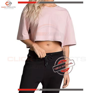 Most Fashionable Color Loose Fit Oversized Cropped T Shirt With O Neck Women Cropped T Shirt Women Cotton <b>Crop</b> <b>Tops</b> - Product Image 5