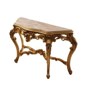 Mesa Consola de Lujo Dorada con Tapa de Mármol, Diseño Barroco Artesanal y Detalles Tallados Ornamentales para Interiores Elegantes - Product Image 3