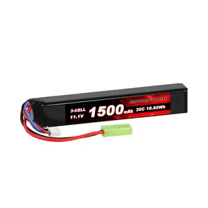 11.1v 3s 1500mah 30c एयरसॉफ्ट गन लिपो बैटरी w मिनी टैमिया प्लग