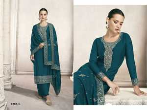 Colección de diseñador de calidad premium Dola Silk Salwar Kameez con Dupatta con bordado de secuencia funciona al precio más bajo - Product Image 4