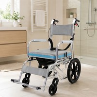 Kursi Mandi Lipat Portabel Ringan dengan Roda, Dapat Disesuaikan, untuk Lansia, Kapasitas 150kg, Lapisan Powder Coating, Langsung dari Pabrik