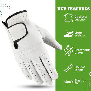Gants de golf taille personnalisée vente en gros de gants en cuir de mouton noir et blanc pour hommes et femmes en cuir véritable - Product Image 4