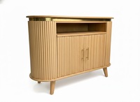 Buffet moderne cannelé écologique avec porte, meuble de cuisine, table, mobilier d'intérieur en MDF sur roulettes, vente en gros, personnalisable OEM ODM