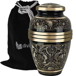 Urnes de crémation commémoratives de couleur noire et dorée pour les urnes de crémation en laiton funéraires meilleur logo personnalisé de conception - Product Image 3