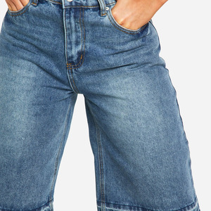 2025 American High Sense Denim <b>Shorts</b> <b>Women's</b> Washed Pants European and American Wide Leg <b>Shorts</b> High Quality Faded Effect Jorts - Product Image 4