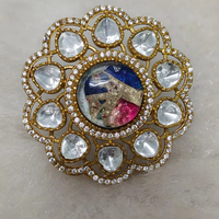 Bague en laiton en forme de fleur Exima Traders avec micro-incrustation de pierre naturelle, bijou pour femme, idéal pour le quotidien et comme cadeau - Product Image 1