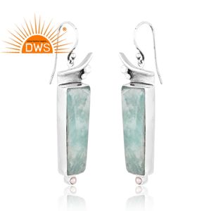 Latest Trending 2026 Fine Sterling <b>Silver</b> Natural Pearl & Amazonite Gemstone <b>Dangle</b> <b>Earring</b> Custom Jewelry Manufacturer - Product Image 2