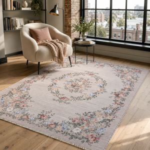 Netline Home Ordered Octagons Warm White Heritage Washable <b>Rug</b> - Product Image 5