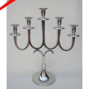Religious 9 Branch Nickel Plated Menorah <b>Candle</b> Stand Metal Casted For Home Temple - Product Image 4