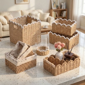 Panier de rangement en paille tressée écologique, paniers de rangement en paille personnalisés OEM ODM pour l'organisation du placard, accessoires de salle de bain, décoration intérieure - Product Image 5