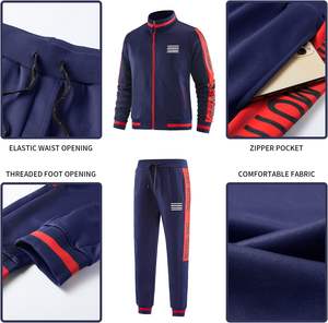 Chaquetas transpirables con cremallera y conjuntos de chándal de 2 piezas para hombre Sudadera y pantalones de chándal de invierno de talla grande - Product Image 6