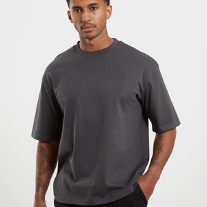 Camiseta en blanco cuadrada ancha de alta calidad, Camiseta de algodón pesado, camiseta negra de gran tamaño para hombres - Product Image 1