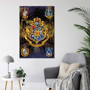 Cuadro de Lienzo con Diseño Moderno de Harry Potter, Representando las Armerías de las Casas de Hogwarts, con Marco Negro - Product Image 2