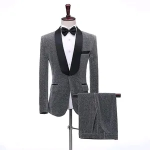 2024 High Quality Solid Slim Fit Large Size Youth Blazer Solid Elegant Gentleman Business Suit Men Suits 3 Pieces Tartan Blazer