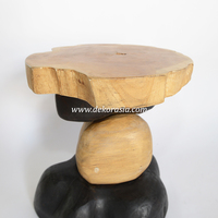 Tabouret empilable en racine de teck bicolore, tabouret en bois unique pour salon, meubles de maison décoratifs