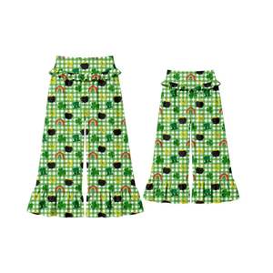 Pantalons larges assortis pour la famille, style Palazzos, pour la fête de la Saint-Patrick, ensemble maman et moi, vêtements assortis pour filles pour la Saint-Patrick, OEM/ODM. - Product Image 3