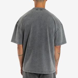 T-shirt court pour homme en coton épais 100 %, coupe oversize et carrée, avec logo personnalisé, en tissu tricoté uni et formel, écologique - Product Image 3