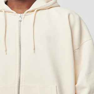 Heavyweight French Terry Zipup Hoodies High Quality Cotton 500gsm Full Zipper Hoodies Custom Men Boxy <b>Cropped</b> <b>Zip</b> up <b>Hoodie</b> - Product Image 4