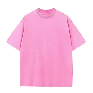 Street Wear noir Hip Hop Logo personnalisé surdimensionné acide lavage tricoté T-Shirt hommes Vintage lavé été à manches courtes - Product Image 4