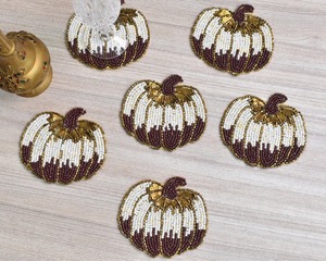 <b>Halloween</b> Pumpkin Beaded Coaster Handmade Decorative Drink Mats Holiday Party Tea Coffee <b>Cup</b> Holder Bulk Wholesale Supplier - Product Image 5