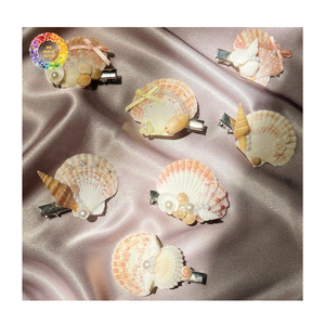Pinza de pelo de concha marina hecha a mano natural-Pinza de pelo de concha de almeja brillante-Accesorio para el cabello de playa costera para niñas - Product Image 4