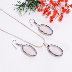 Piedra preciosa de opalita Natural, Plata de Ley 925, diseñador hecho a mano, pendiente personalizado, colgante, conjunto de joyería fina para mujer, venta al por mayor - Product Image 2