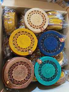 Rattan <b>bag</b> woven <b>straw</b> Vietnam artisan craft, lightweight shoulder purse for travel shopping picnic and casual style - Product Image 4