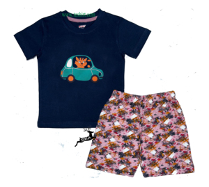 Ensemble de vêtements pour bébé en deux pièces, 100% coton, unisexe, manches courtes, bio-wash, 180g, TEE, shorts, OEM, directement de l'usine de Tirupur, Inde - Product Image 1