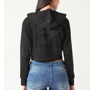 เสื้อเอวลอยมีฮู้ดสำหรับผู้หญิงเสื้อออกกำลังกายผ้าฝ้ายระบายอากาศได้ดีมีลายสีทึบแฟชั่นฤดูร้อน - Product Image 4