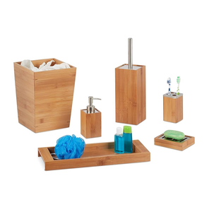 ชุดอุปกรณ์ห้องน้ำไม้สำหรับบ้านและโรงแรมที่วางสบู่และสบู่ในห้องน้ำสีไม้หรูหรา - Product Image 2