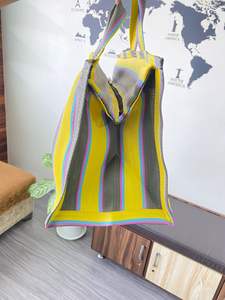 Sacs de courses en nylon recyclé et en PP tissés à rayures, tissés à la main, fabriqués en Inde, sacs écologiques, sacs de marché, sacs en gros - Product Image 2