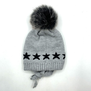 Gorros de Punto Jacquard Bordados Unisex, Gorros de Punto para Bebé con Forro de Felpa Dobby, Gorros de Punto Personalizados para Niños con Pompón - Product Image 5