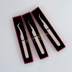 Pinzas para Extensión de Pestañas Getup Brosons Impex de Acero Inoxidable, Punta Curva para Aislamiento Suave, Recubrimiento en Polvo Color Nude, Antiestáticas - Product Image 5