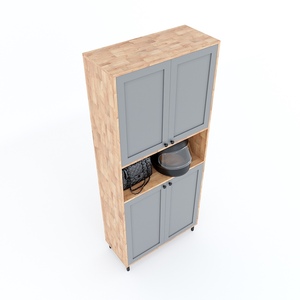 Meuble à chaussures minimaliste à 4 niveaux avec structure en bois de caoutchouc et pieds en fer thermolaqué KG68025 - Product Image 3