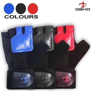 Gants de fitness extensibles en cuir réglables pour hommes avec fermeture à fixer l'équipement d'haltérophilie rembourré au doigt - Product Image 4