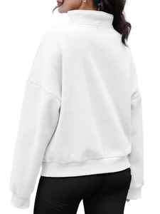 Sudadera de jersey con media cremallera y logotipo personalizado OEM para mujer, Sudadera con capucha de media cremallera en blanco a prueba de viento para invierno, sudadera con cremallera de cuarto de tamaño personalizado - Product Image 4