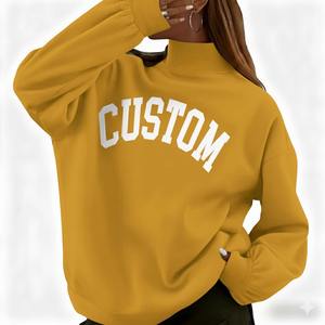 Sudadera de cuello alto de lana para mujer 2025, sudadera bordada, sudadera de poliéster/algodón con cuello simulado para mujer - Product Image 6