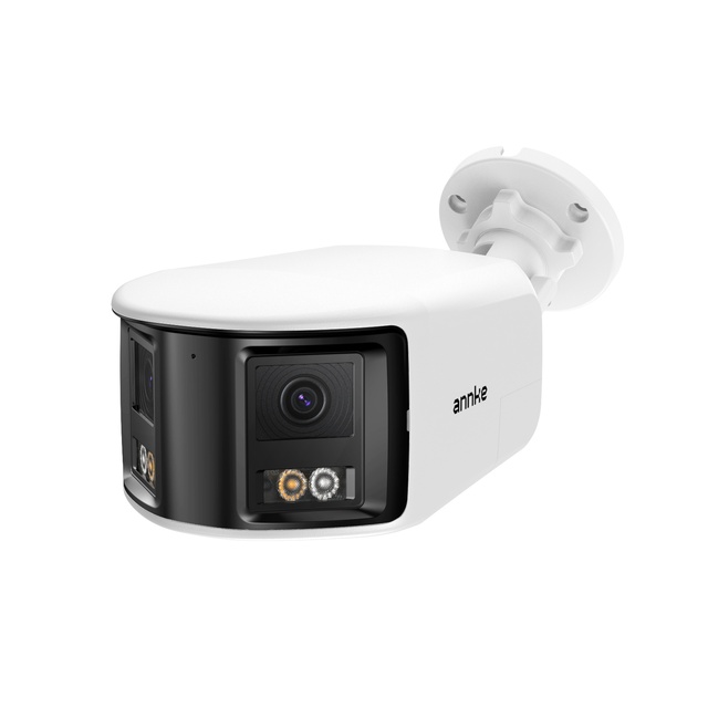 ANNKE FCD600 6MP Dual Lens 180 Degree Panoramic Bullet AI PoE IP Camera Two Way Audio Smart Hybrid Light IP67 Network Camera