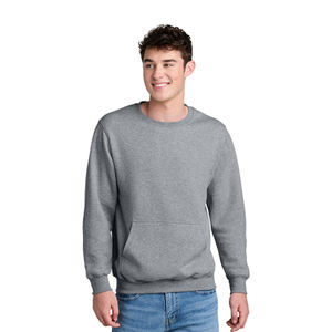Sweat-shirt homme en coton mélangé épais pull classique à col rond avec poche haut chaud décontracté pour temps froid - Product Image 1